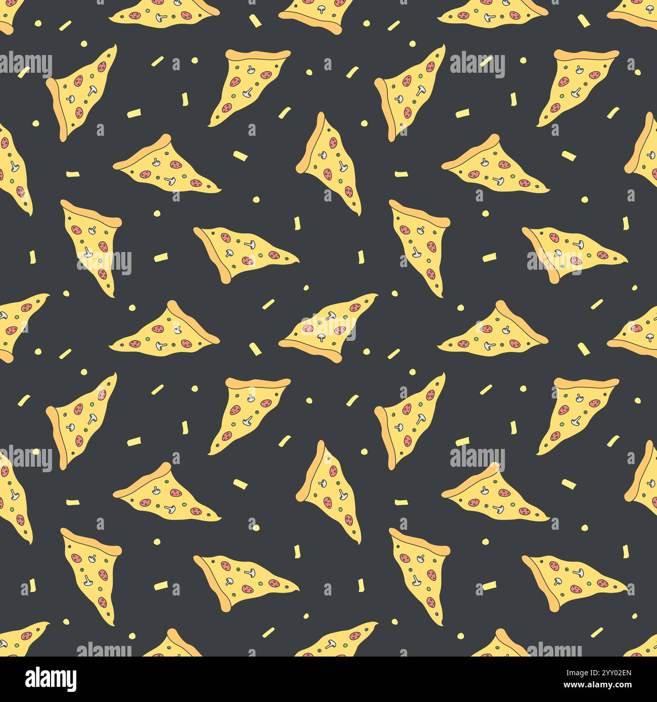 Seamless pizza pattern.pizza background. Doodle vector pizza illustration. Fast food vector pattern Stock Vector