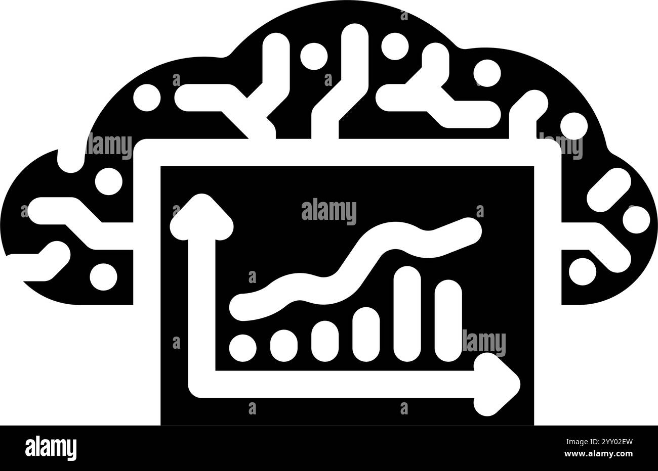 computing graph cloud glyph icon vector illustration Stock Vector