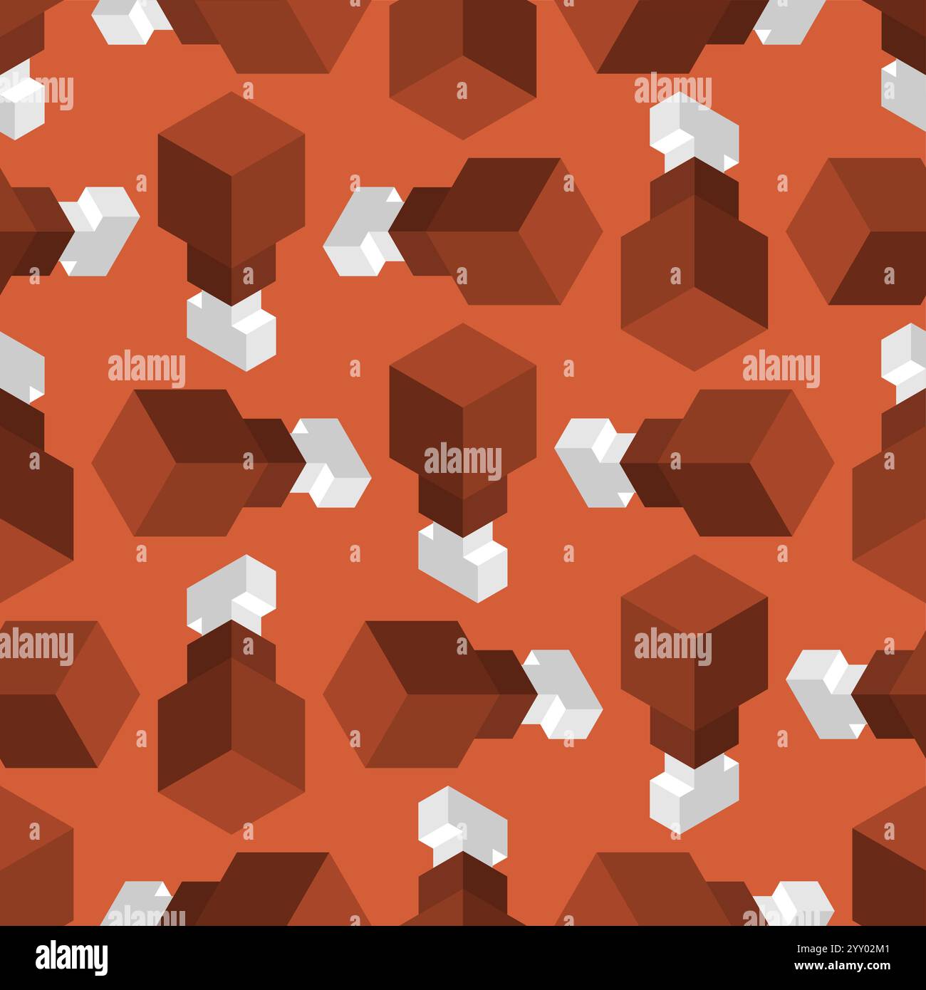Fried chicken leg isometric pattern seamless. Fast food background Stock Vector