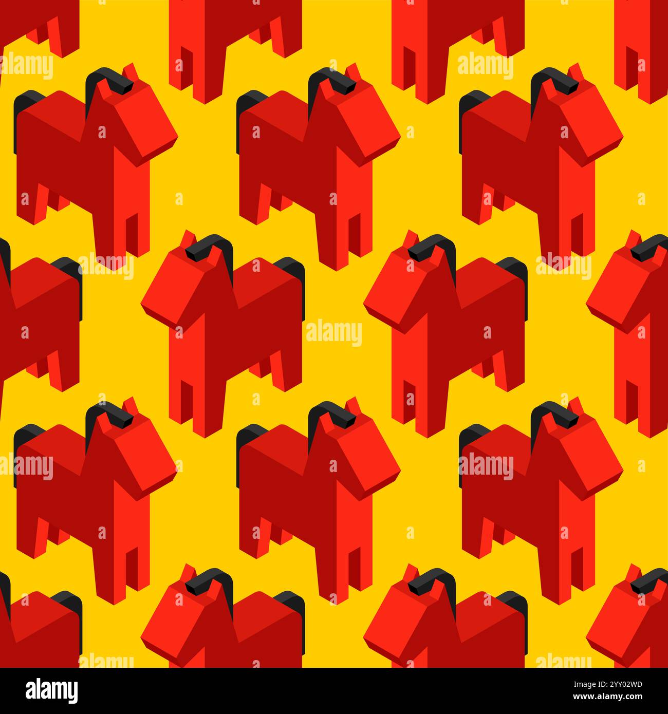 Red horse pattern seamless. equine background Stock Vector