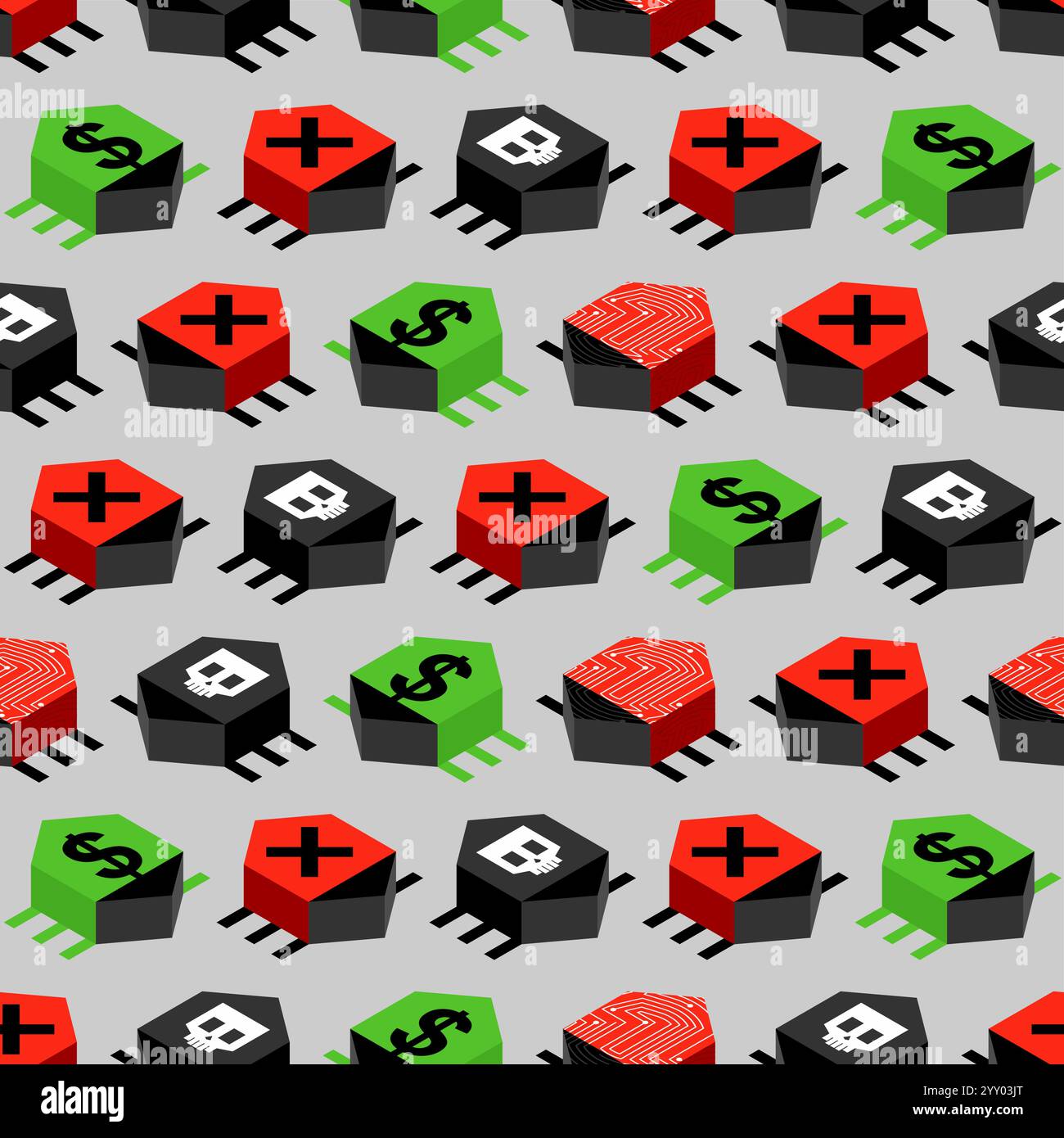 Computer virus bug pattern seamless. Spyware for your pc background. Network system infection texture Stock Vector