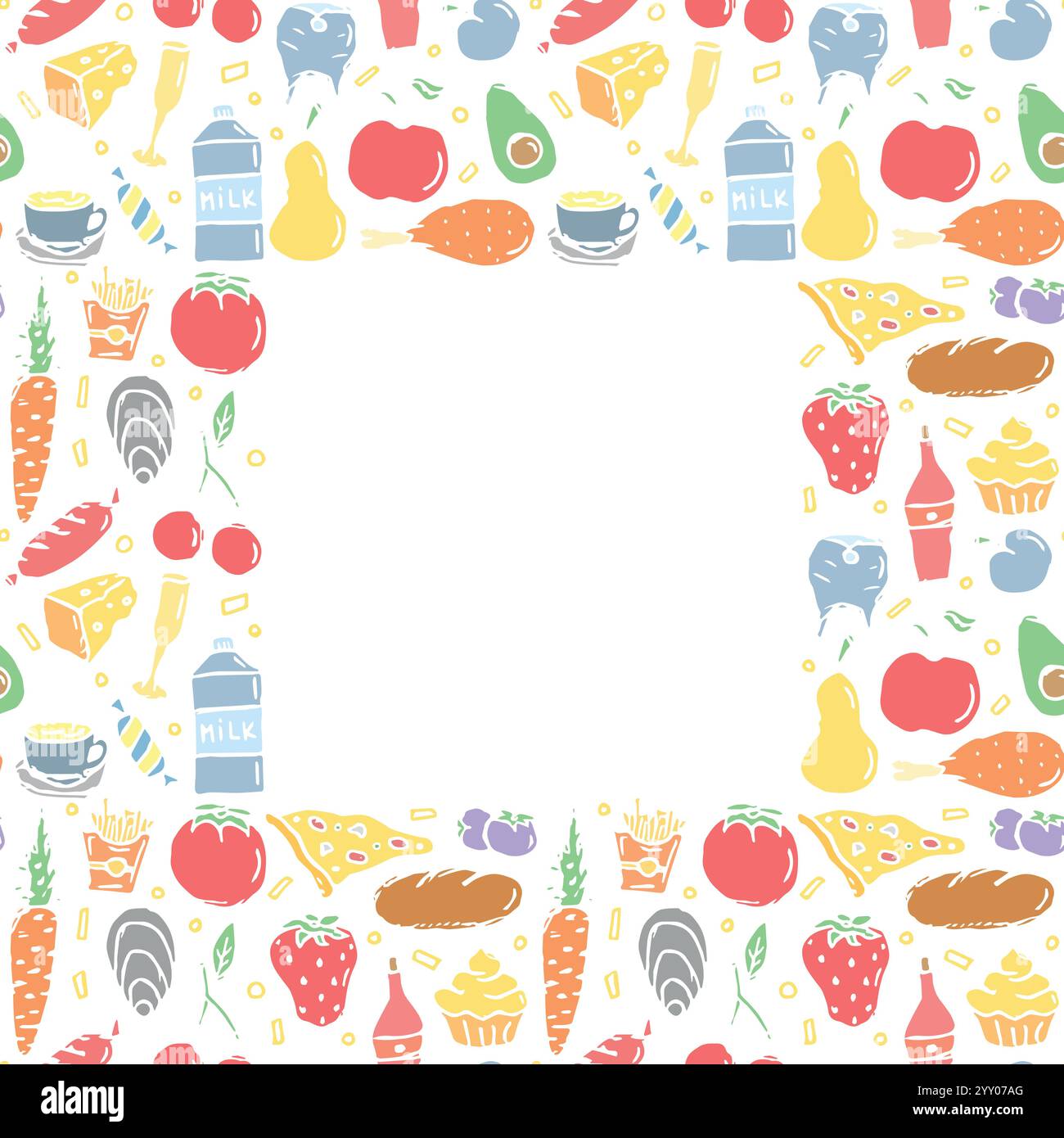 Doodle food background. Food frame illustration Stock Vector Image ...