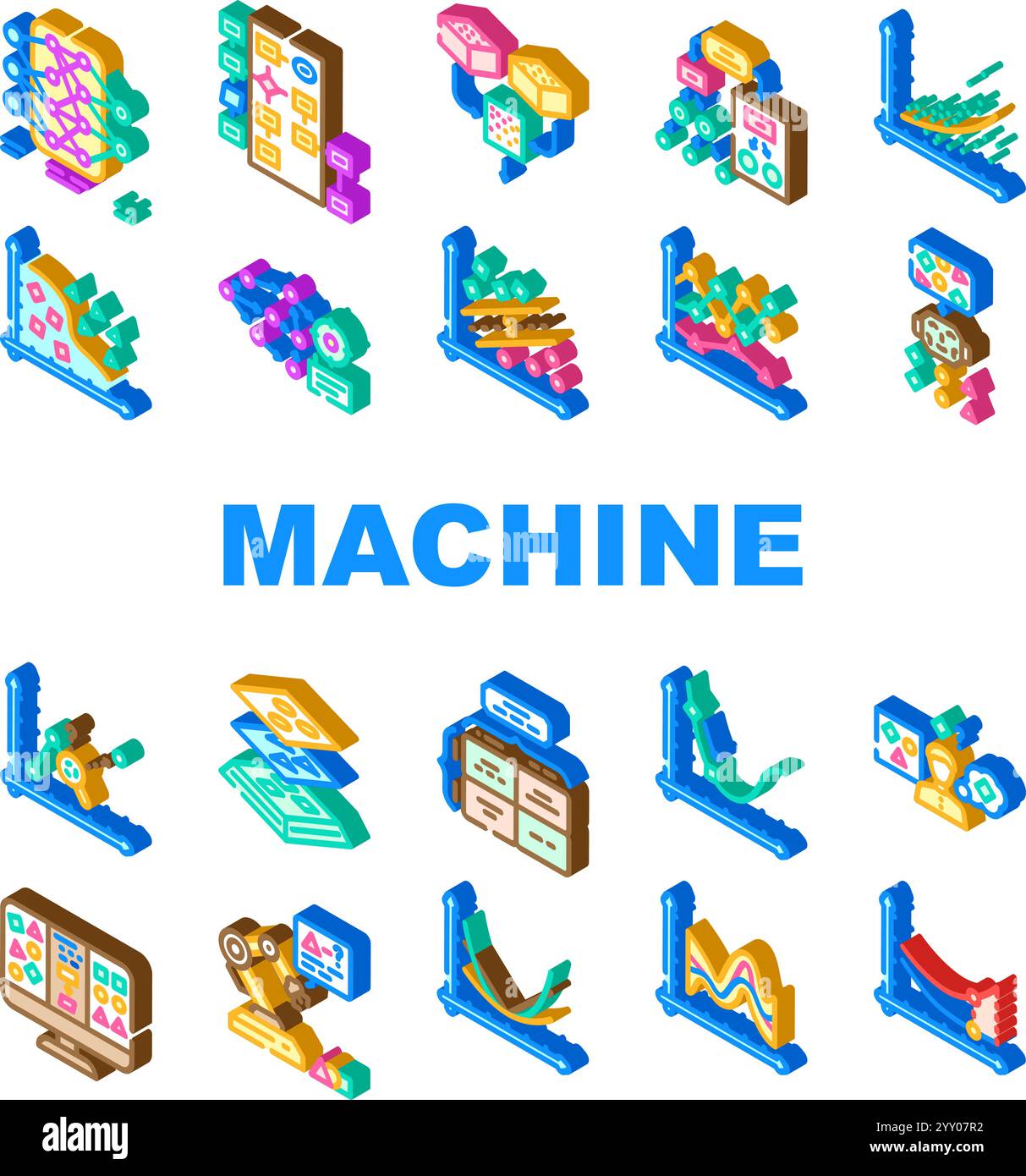 machine learning algorithm model icons set vector Stock Vector Image ... image.