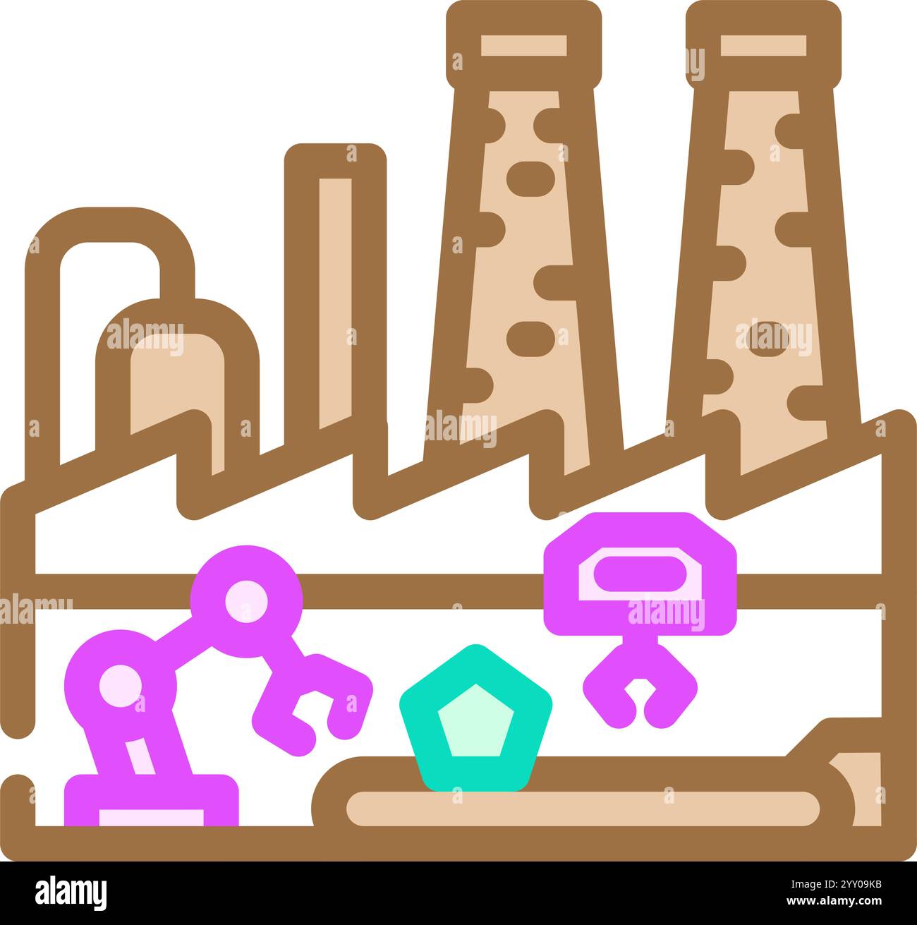 smart factory industry 4 color icon vector illustration Stock Vector ...