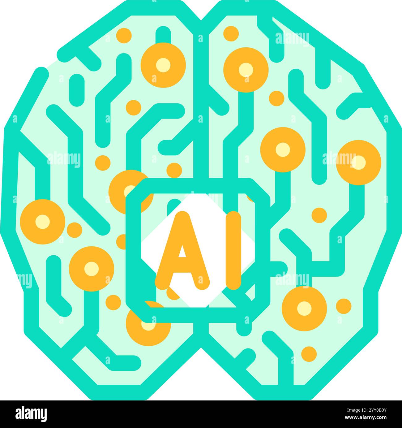 artificial intelligence ai brain industry 4 color icon vector ...