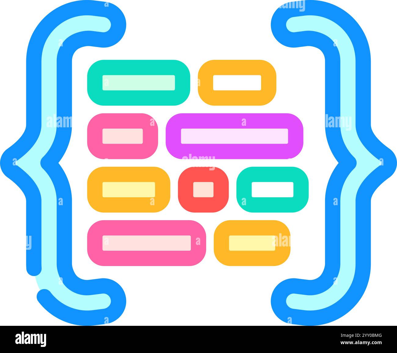 code brackets with letters nlp color icon vector illustration Stock ...