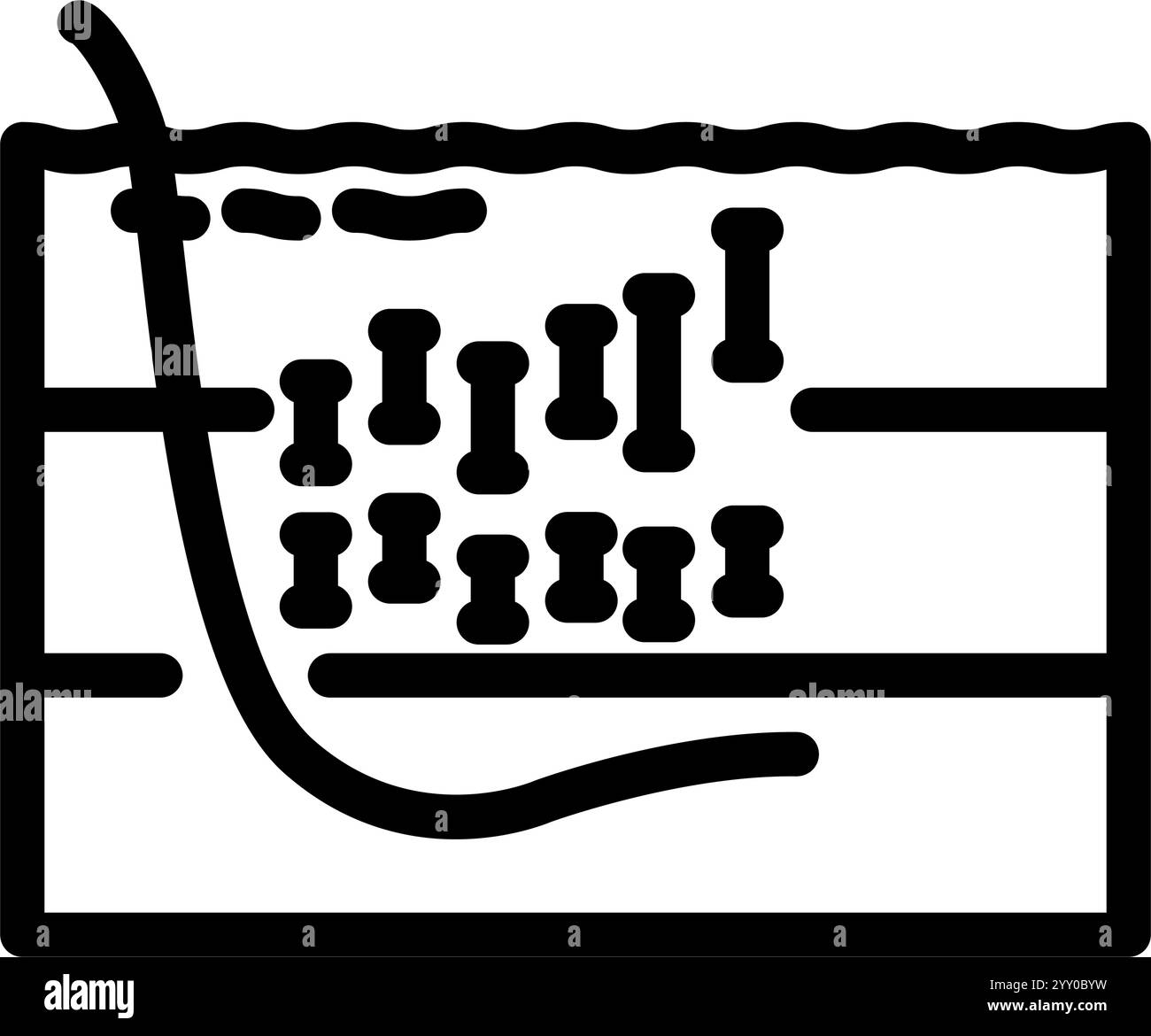 ocean acidification chart world ocean line icon vector illustration ...