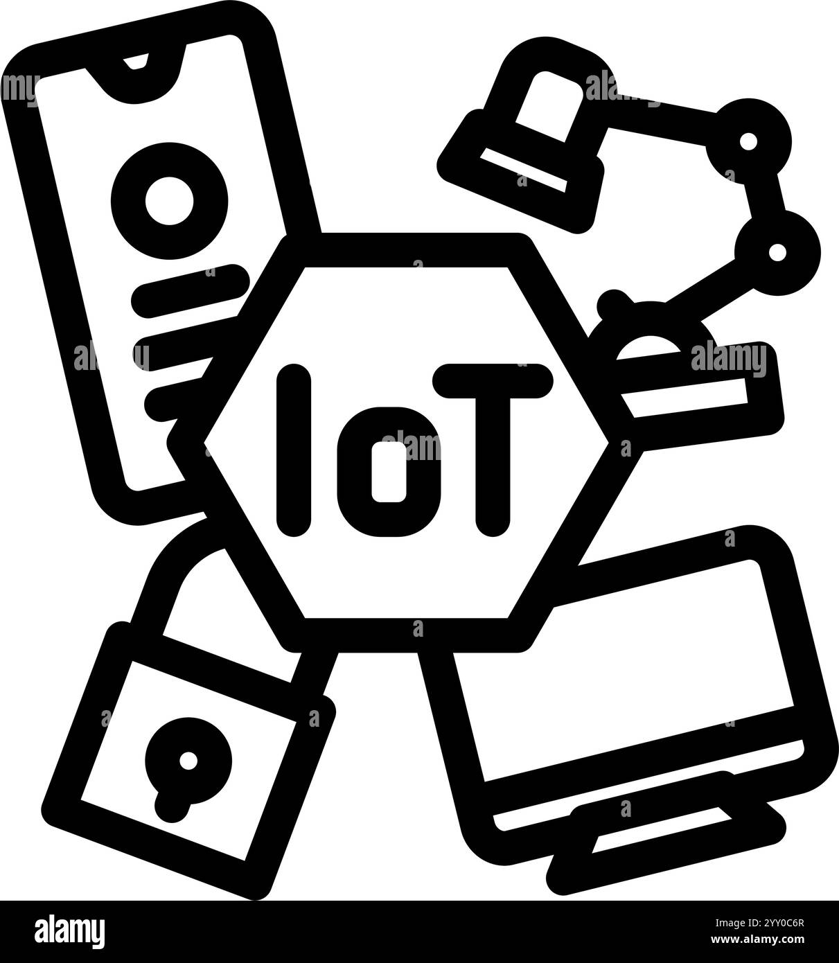internet of things iot devices industry 4 line icon vector illustration ...
