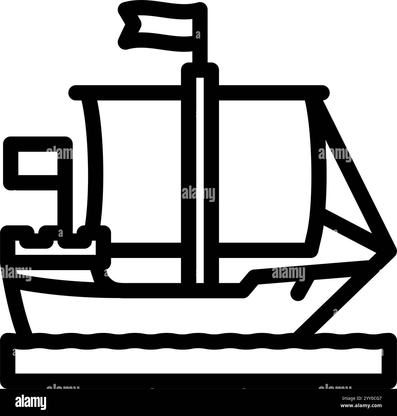 cog ancient ship line icon vector illustration Stock Vector Image & Art ...