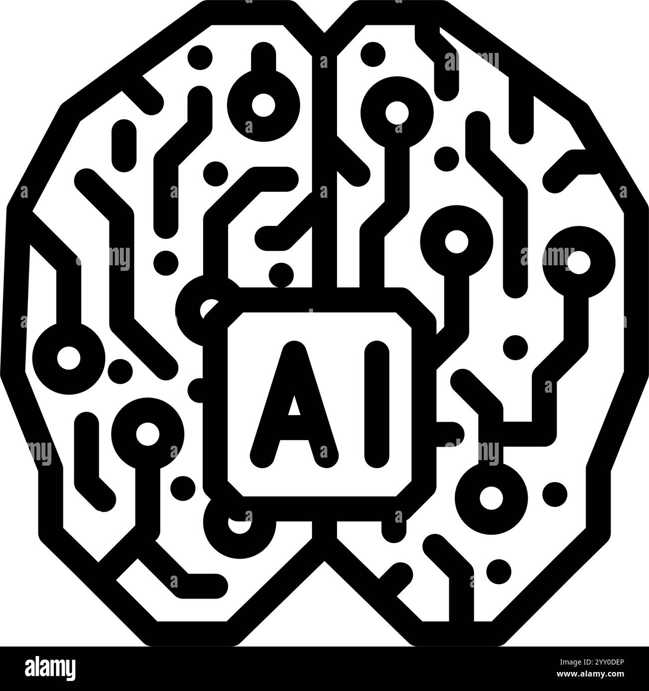 artificial intelligence ai brain industry 4 line icon vector ...