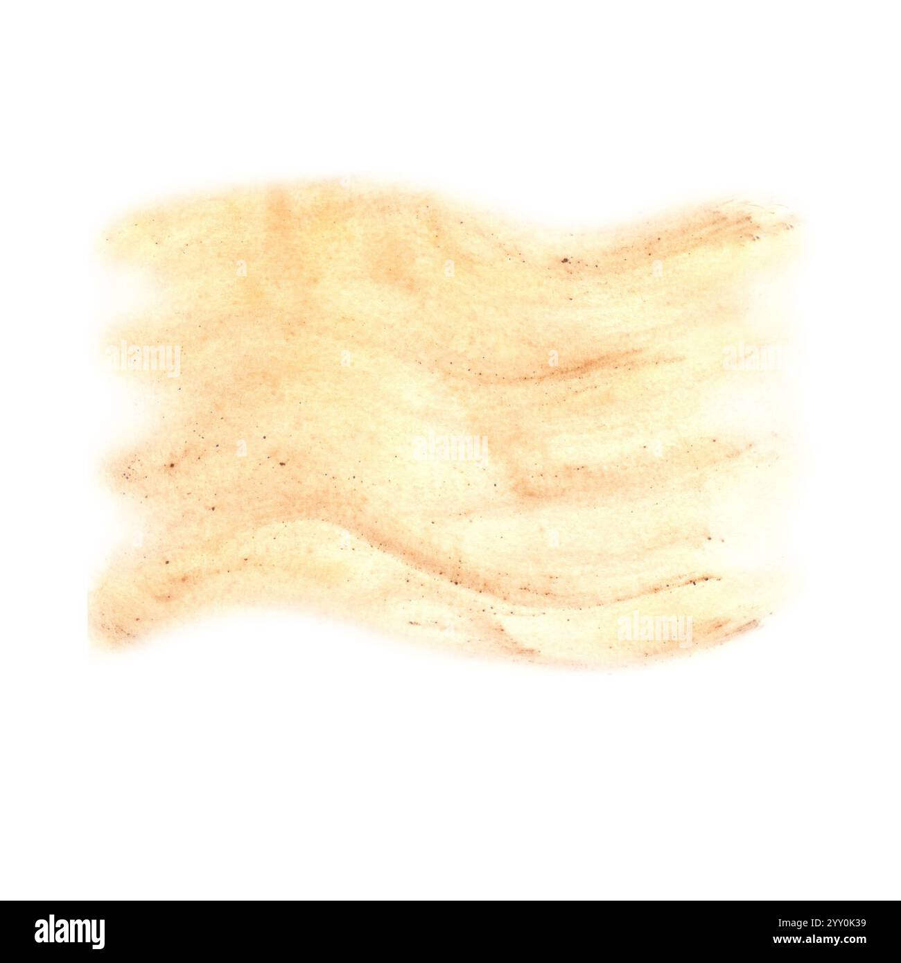 Watercolor stain of sand texture. Hand drawn illustration of yellow ...