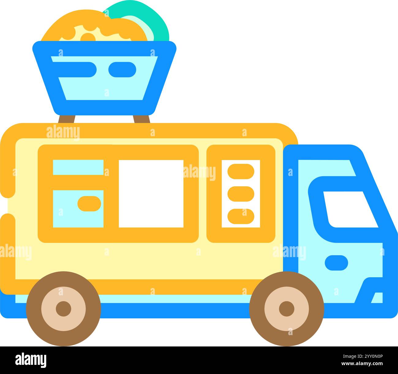 poke food truck color icon vector illustration Stock Vector