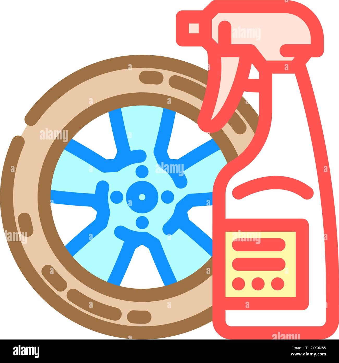 wheel cleaner car care color icon vector illustration Stock Vector ...