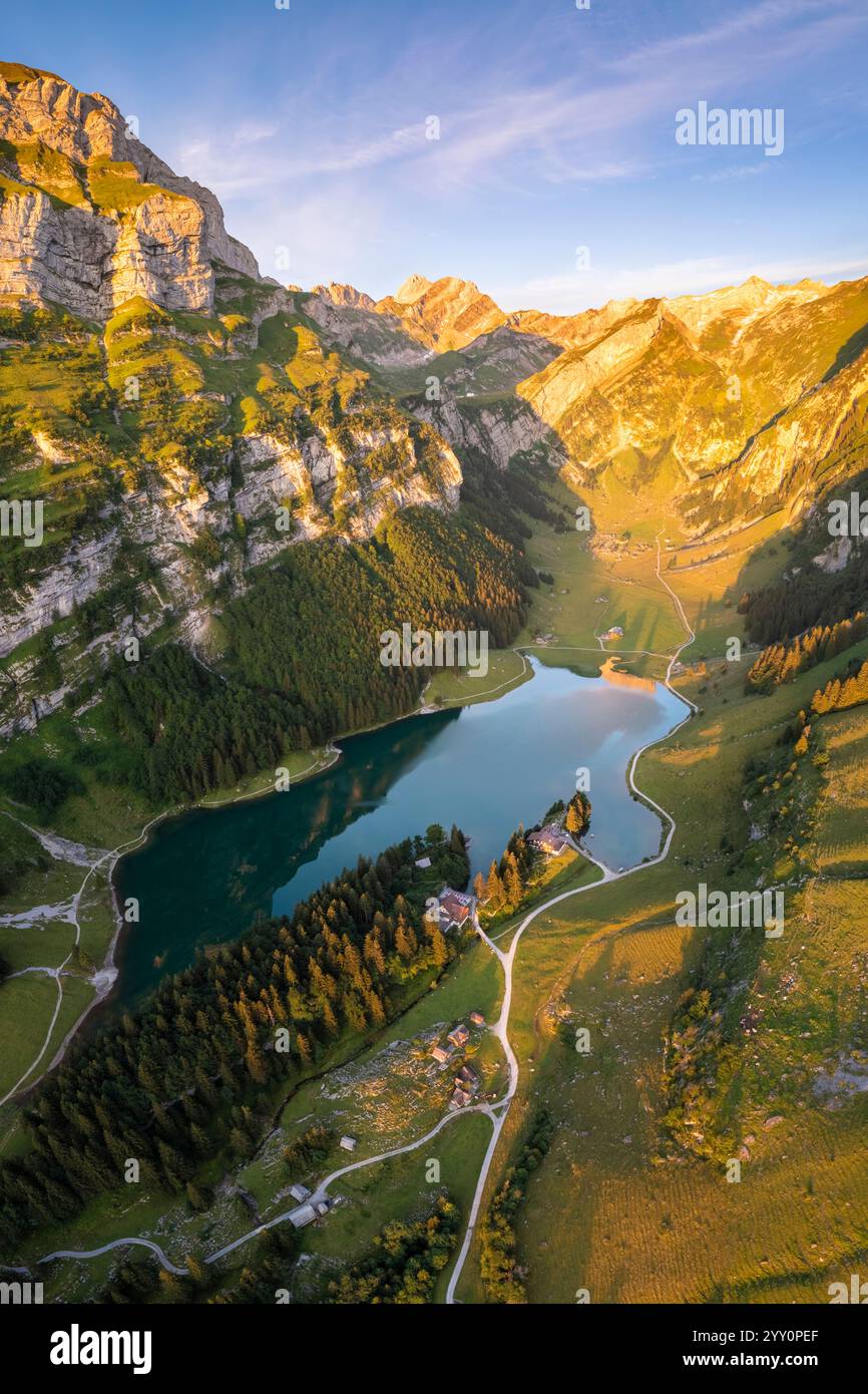 Visual Reference: View Of Seealpsee And The Surrounding Mountains At Sunrise Canton