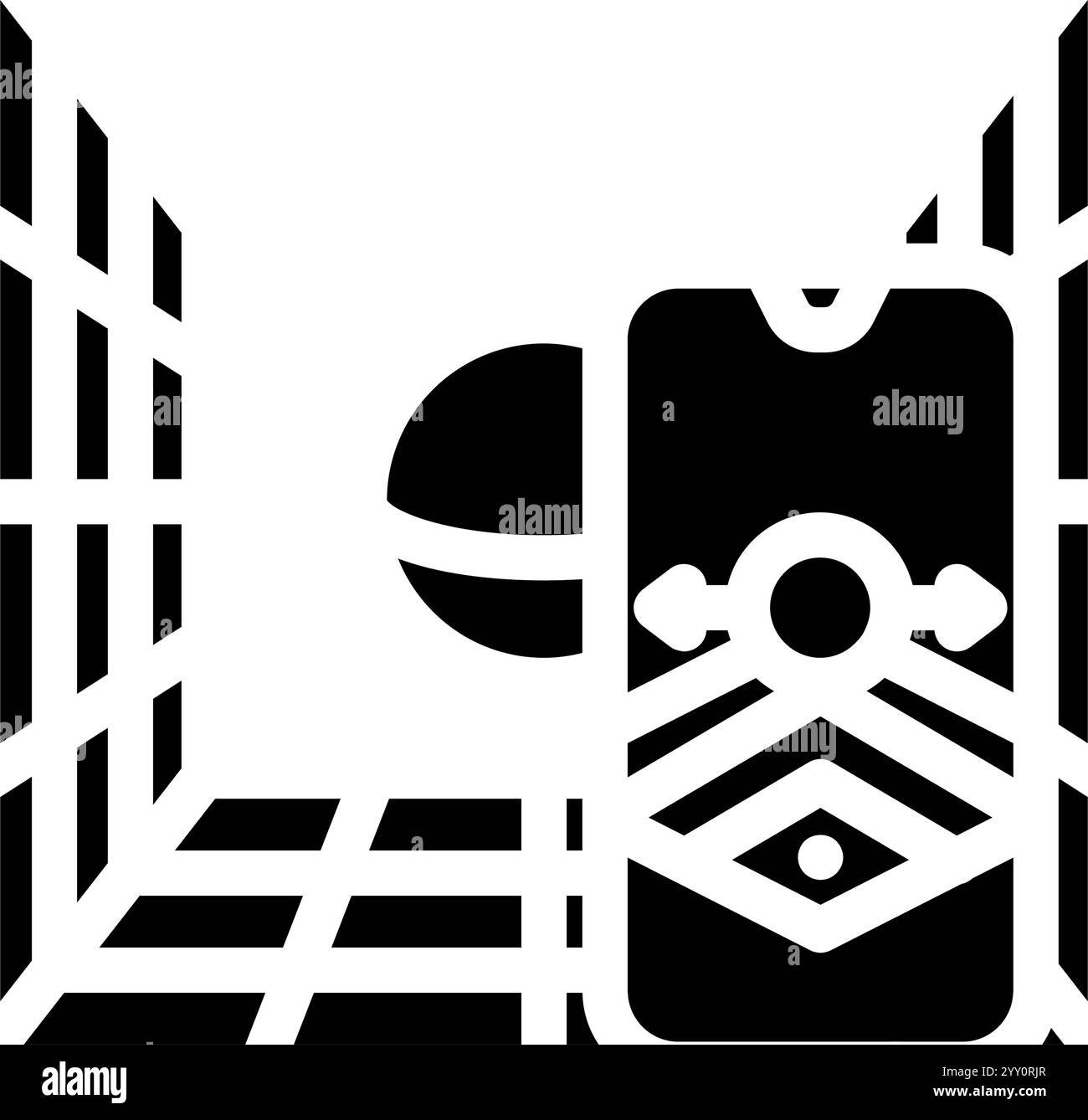 augmented space grid augmented reality glyph icon vector illustration ...