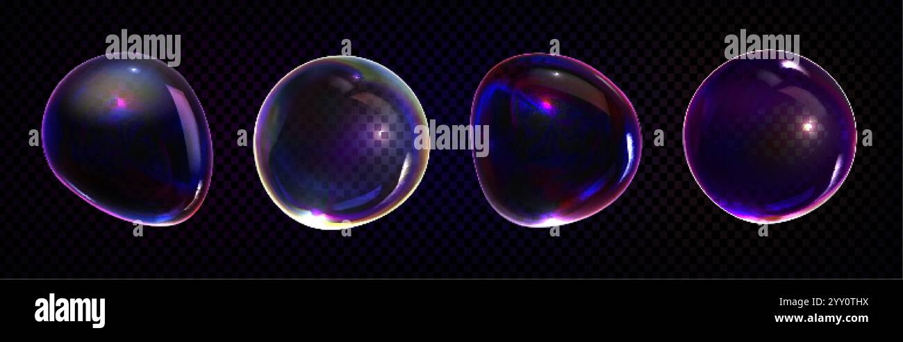 Soap bubbles set isolated on transparent background. Vector realistic ...