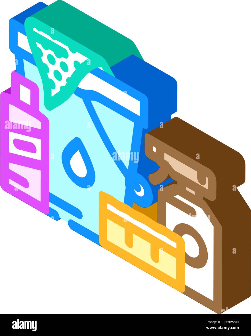 car wash kit accessory isometric icon vector illustration Stock Vector ...