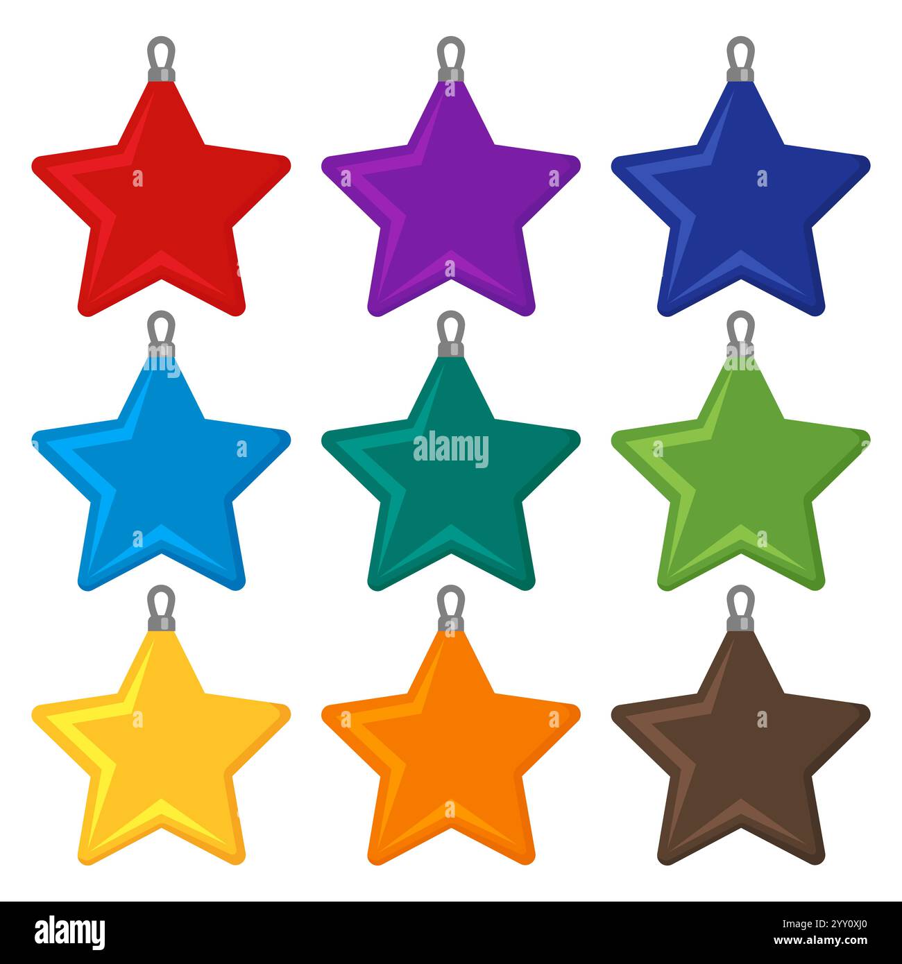 Nine multi colored Christmas balls on a white background. Vector illustration. Stock Vector