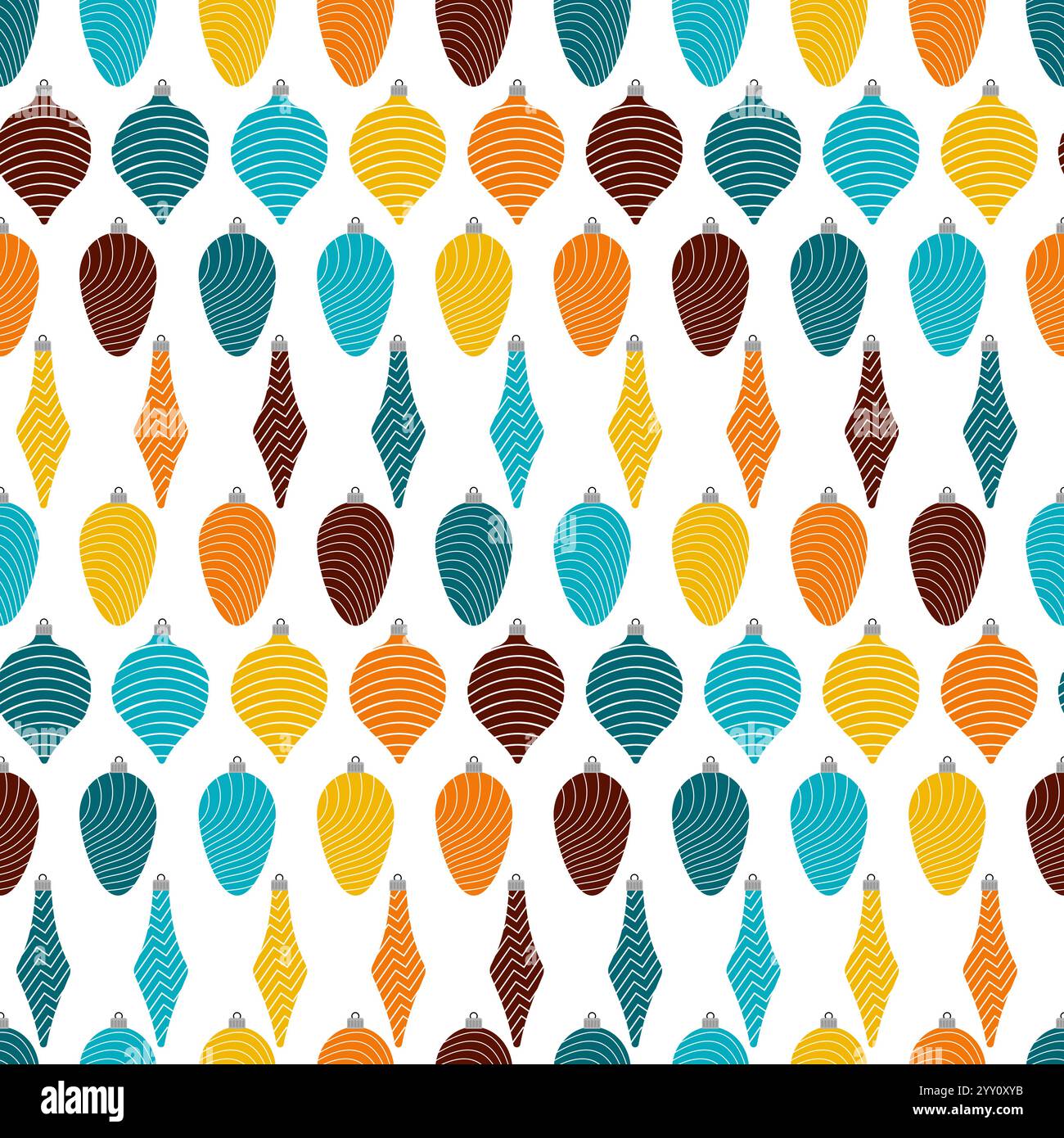 Seamless pattern with christmas balls on white background. Vector illustration Stock Vector