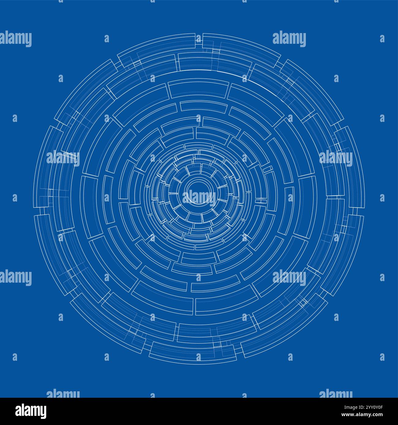 3D circular pattern. Style wireframe model Stock Vector