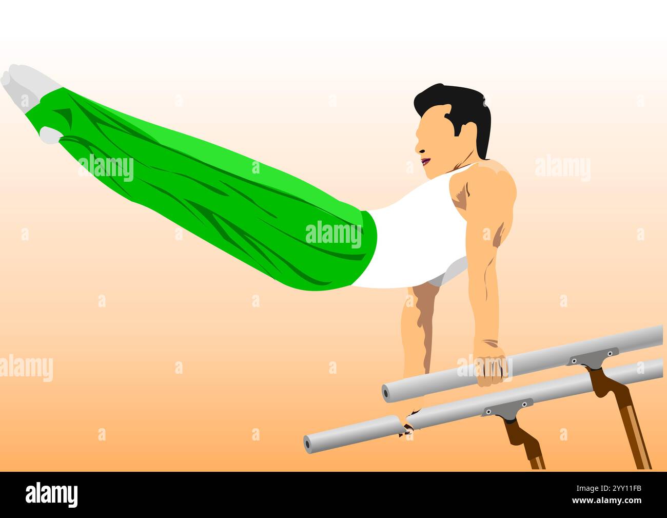 Gymnastics on parallel bars. 3d vector illustration Stock Vector
