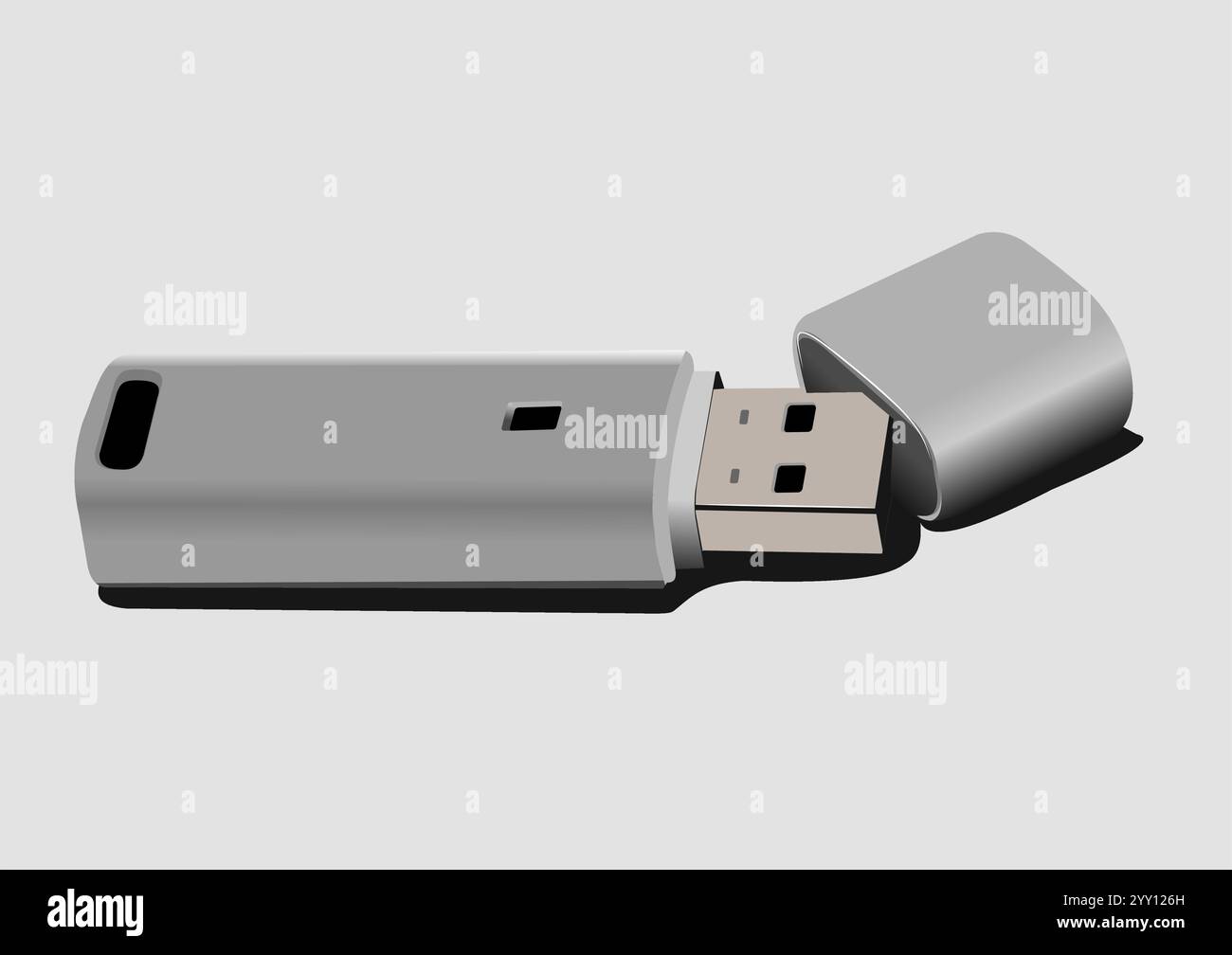 USB key scan disk close up isolated on white. 3d vector illustration ...
