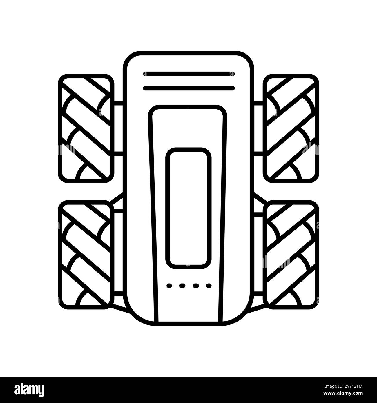 scout robots black line icon. Vector isolated element. Editable stroke. Stock Vector