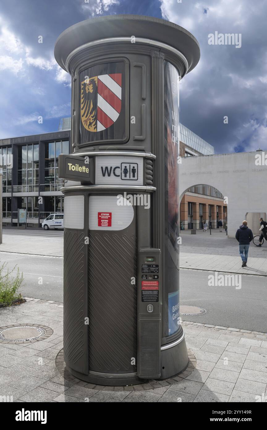 Modern, public, self-cleaning toilet, Nuremberg, Middle Franconia ...