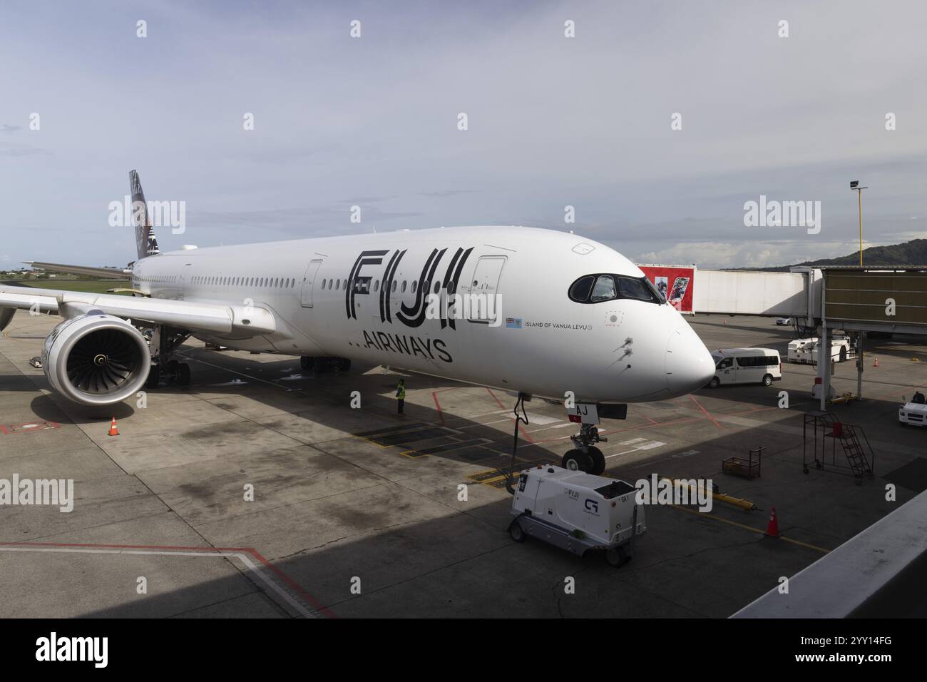 Fiji Airways Airbus A350-900 with registration DQ-FAI shown