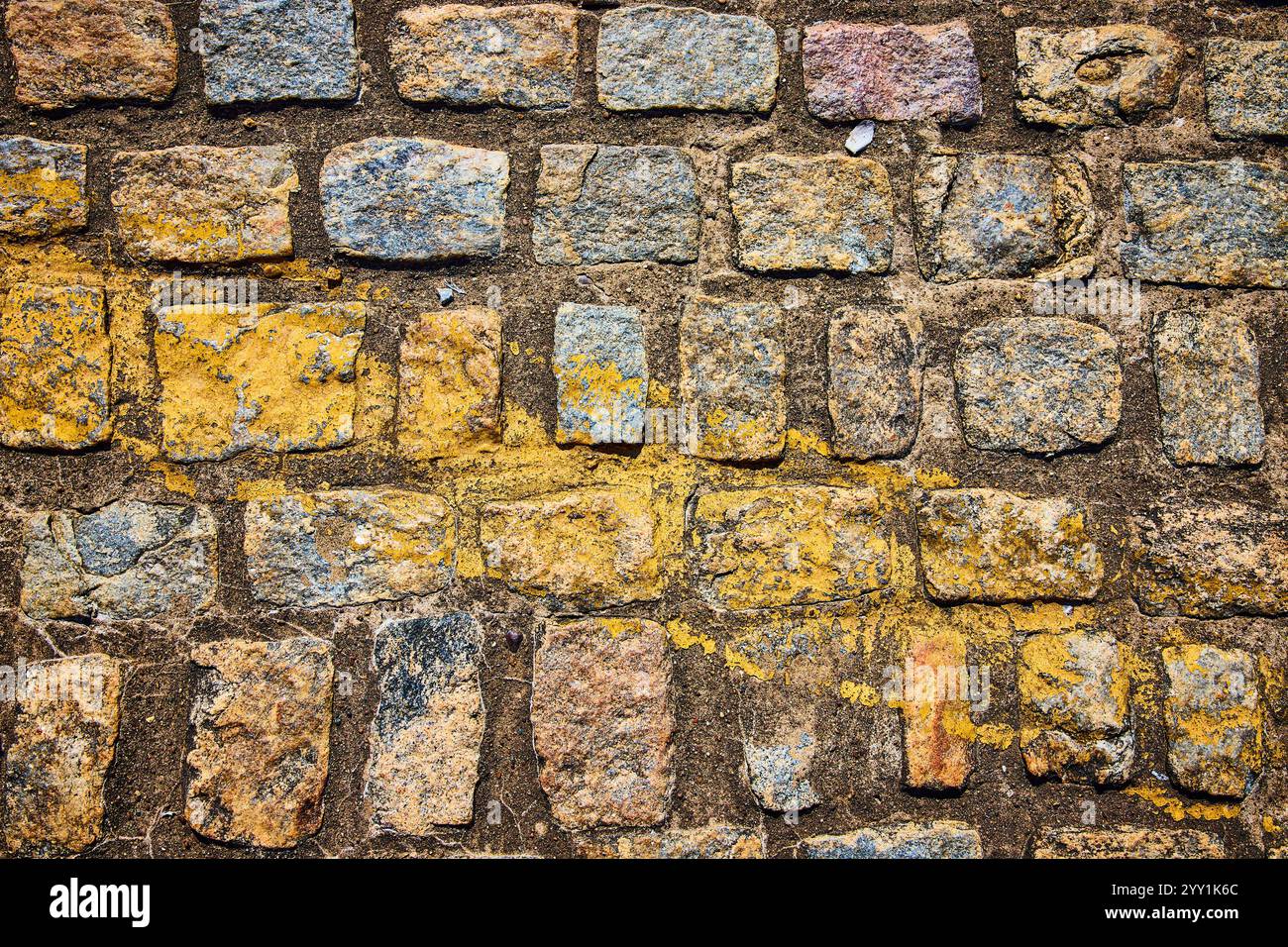 Weathered Stone Wall Texture Cincinnati Riverfront Eye-Level View Stock Photo