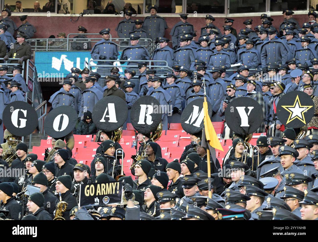LANDOVER, MD - DECEMBER 14: Army Fans and their band in the stands ...