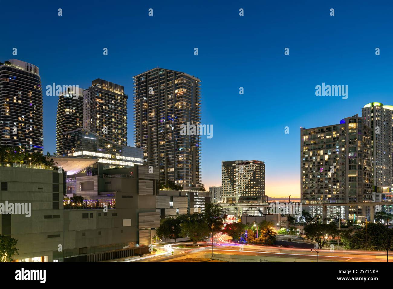 Picture of Skyline of downtown Miami with a shopping mall and apartment buildings ...
