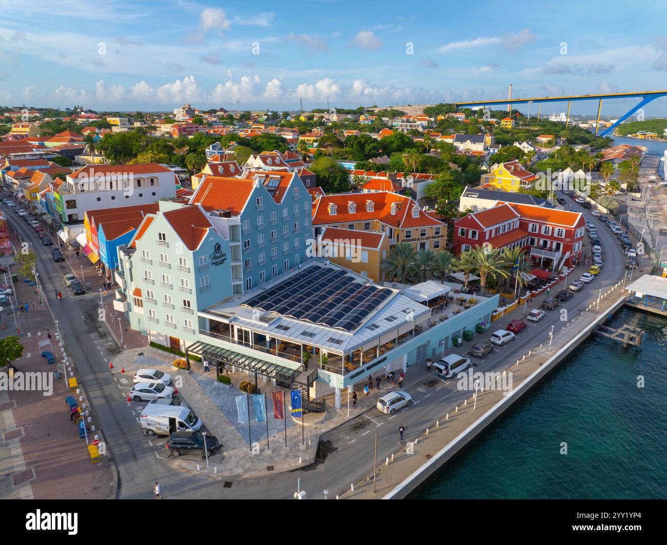 Harbor Hotel And Casino Curacao Aerial View With Dutch Style In harbor-hotel-and-casino-curacao-aerial-view-with-dutch-style-in