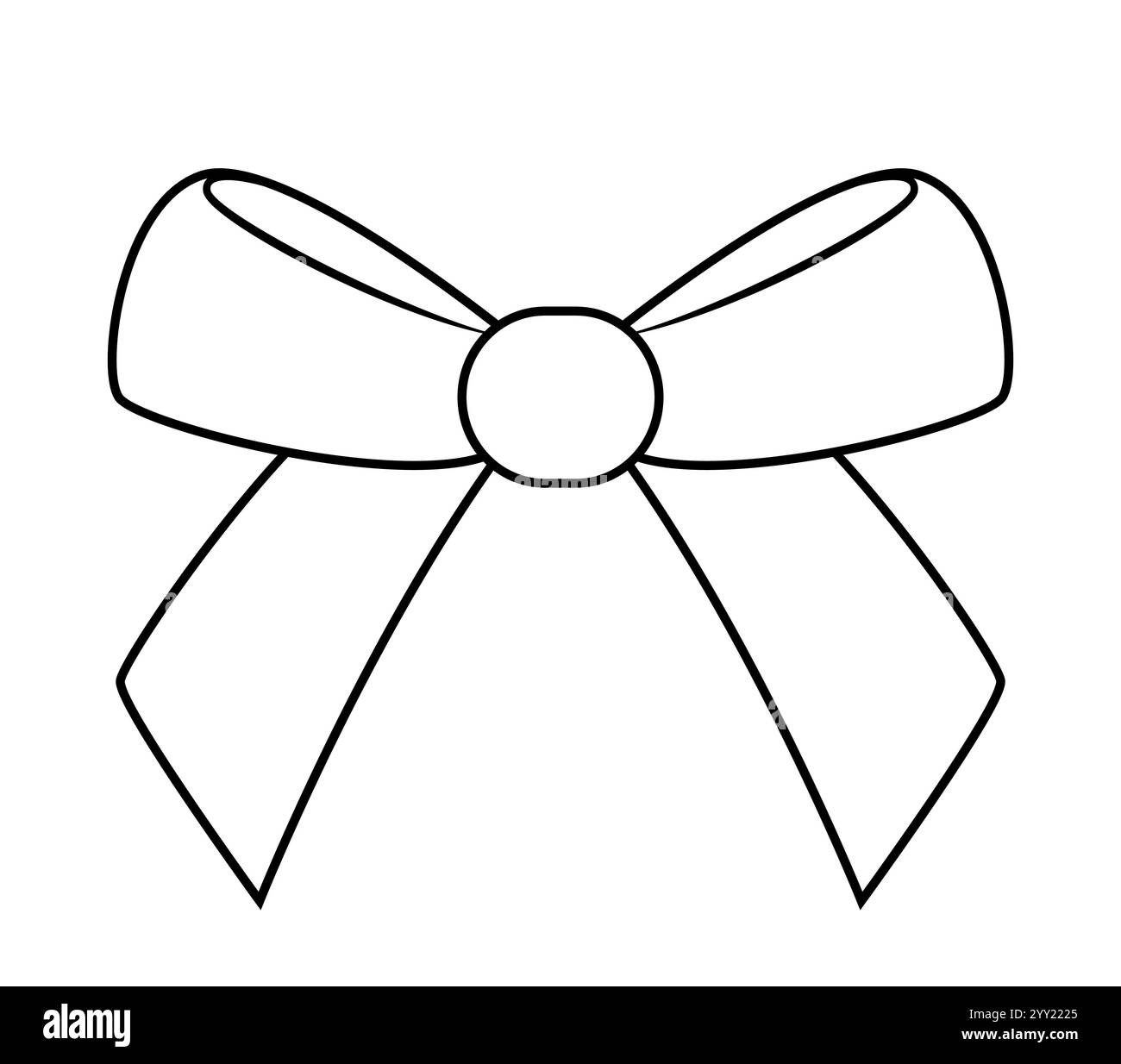ribbon bow, black and white vector illustration, isolated on white ...