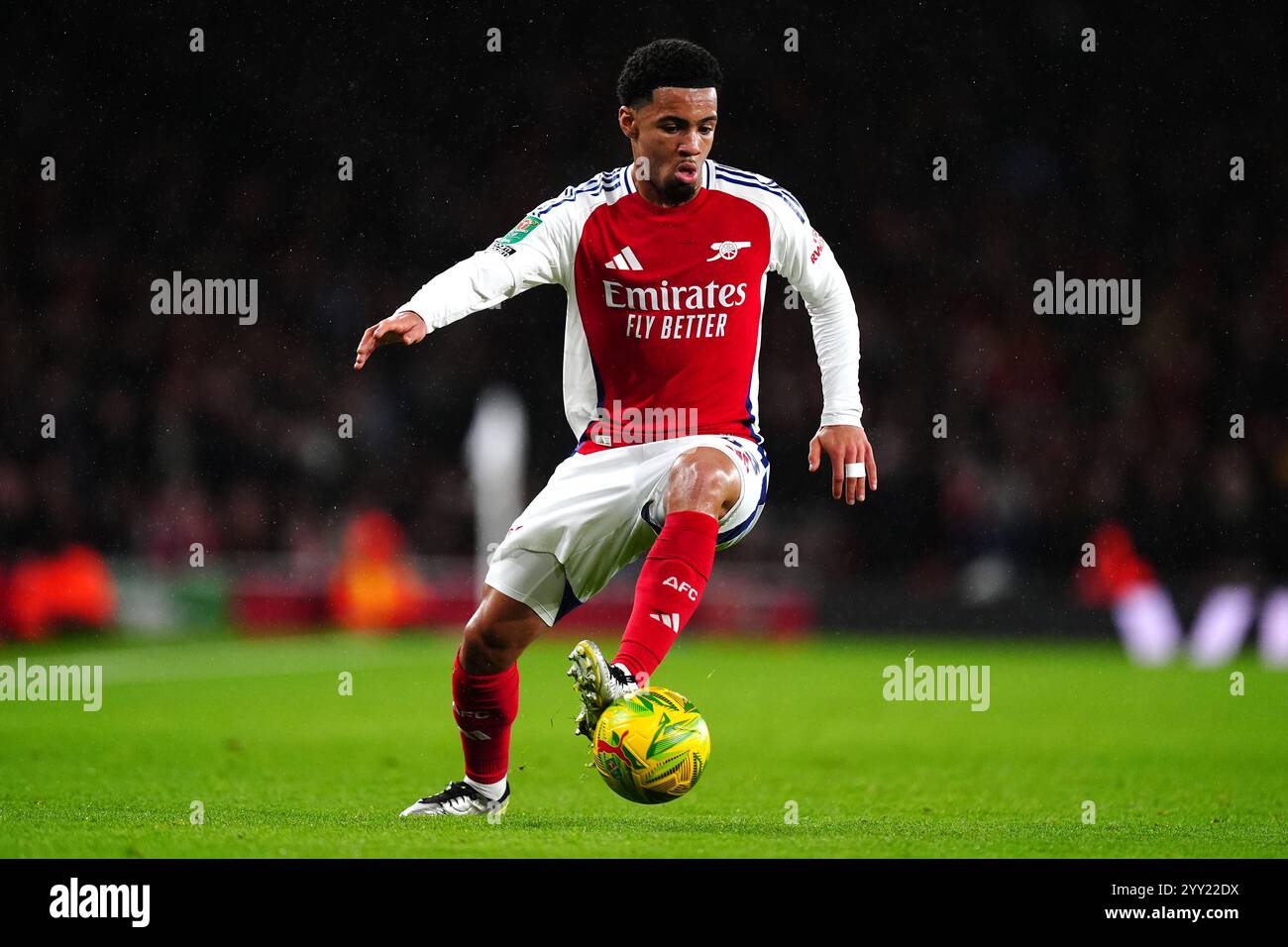 Arsenal's Ethan Nwaneri in action during the Carabao Cup quarterfinal