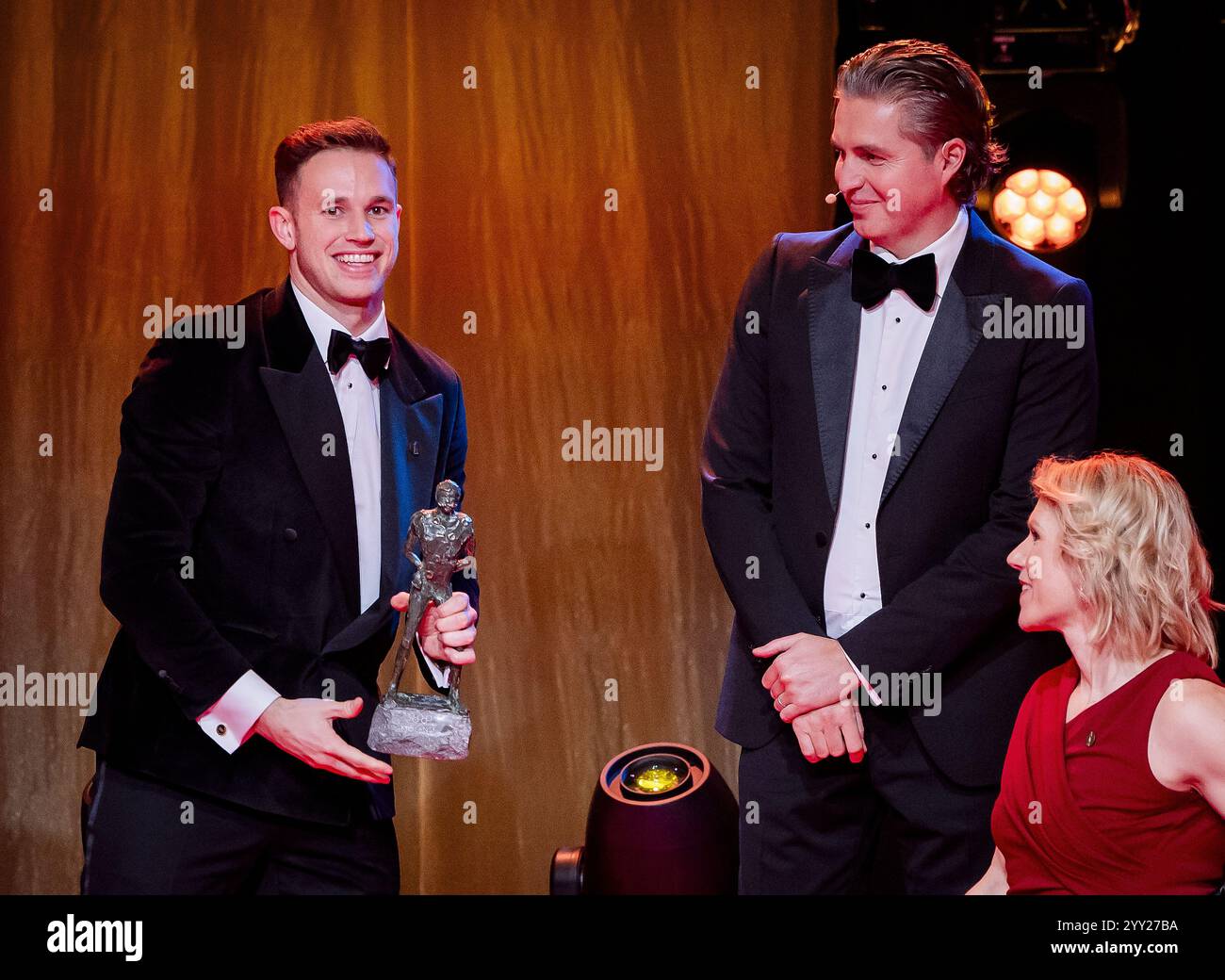 ARNHEM Harrie Lavreysen on the podium after winning Sportsman of the