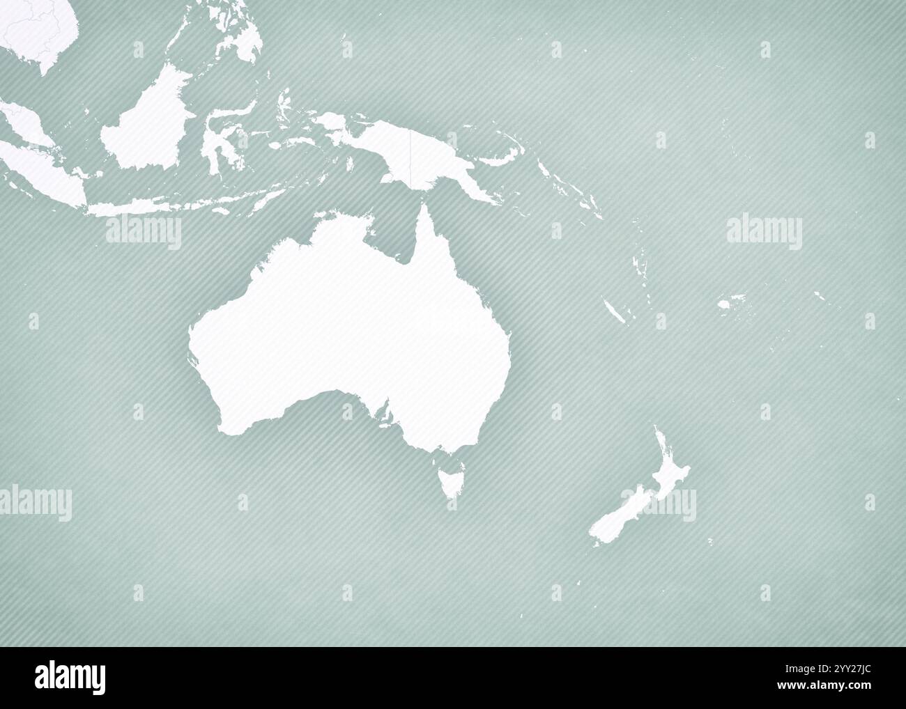 Blank map on the map of Australasia (Oceania) with softly striped ...