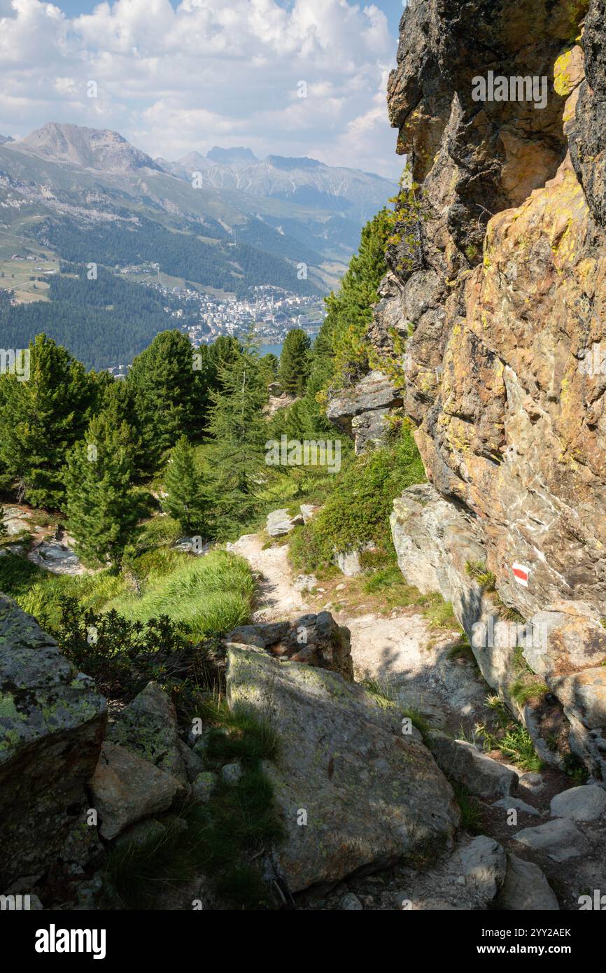 Switzerland - The descent to the Engadin valley Stock Photo