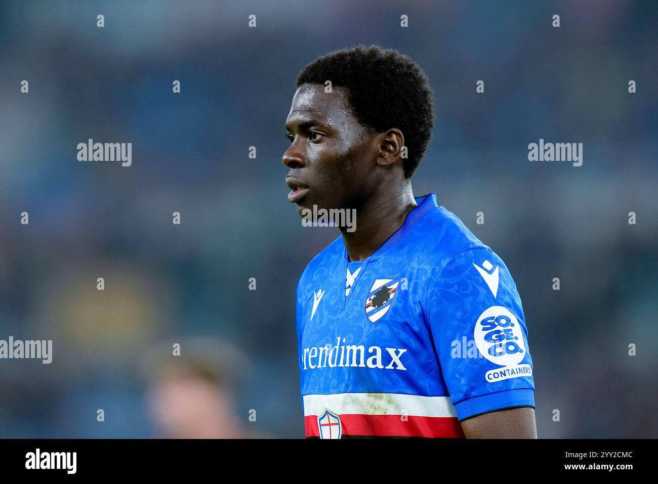 Rome, Italy. 18th Dec, 2024. Ebenezer Akinsanmiro of UC Sampdoria looks on during the Coppa Italia match between AS Roma and UC Sampdoria at Stadio Olimpico on December 18, 2024 in Rome, Italy. Credit: Giuseppe Maffia/Alamy Live News Stock Photo