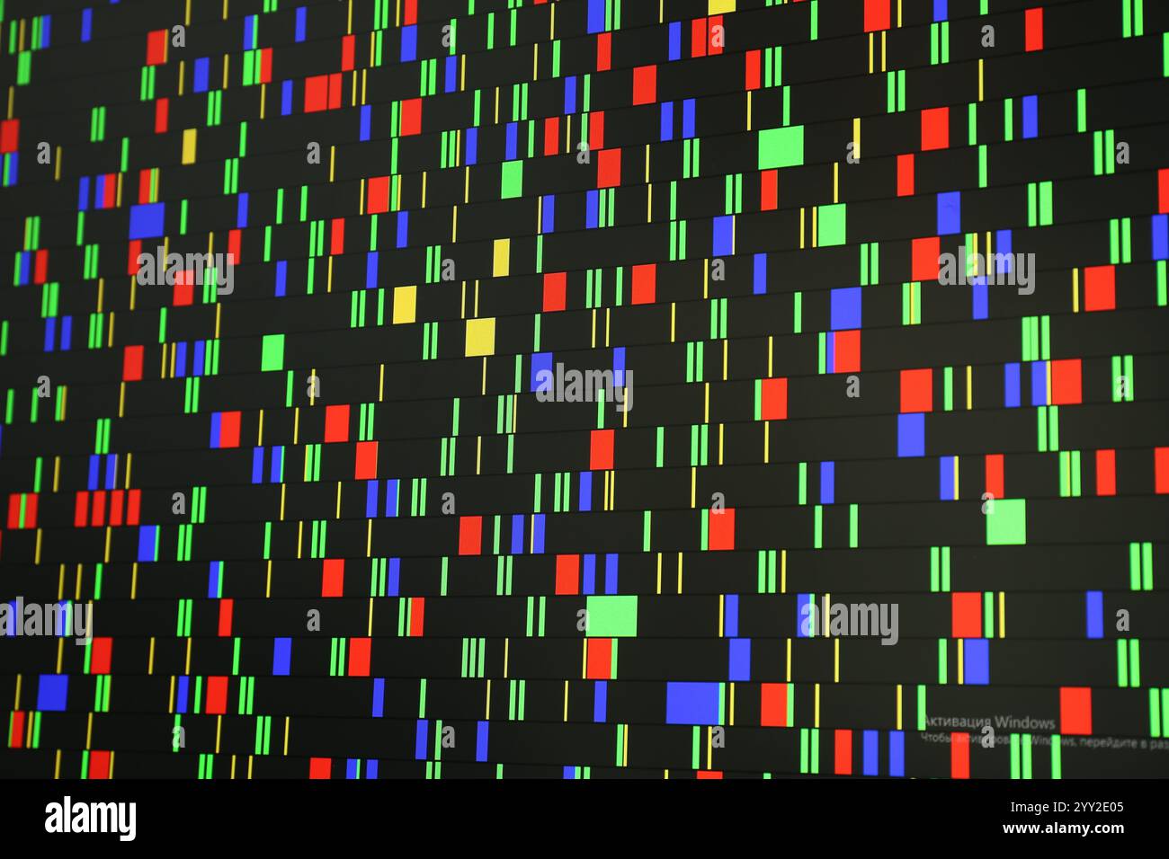 DNA analysis. Data with genetic information as background, closeup ...