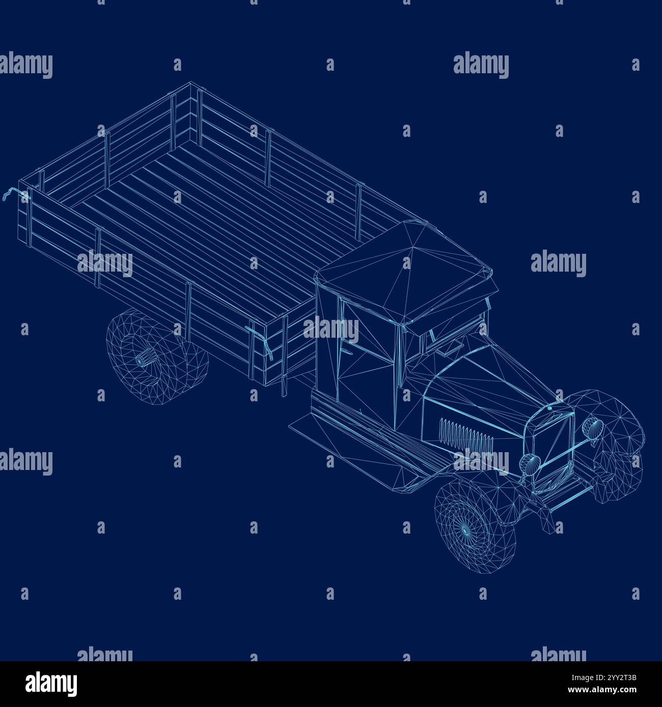 Vintage Truck wireframe. Isometric view. Vector illustration Stock ...