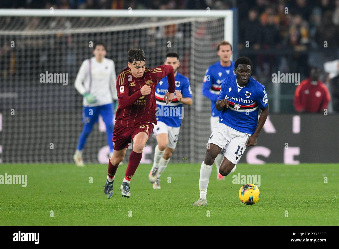 Rome, Italy. 18th Dec, 2024. Olimpico Stadium, Rome, Italy - Ebenezer Akinsanmiro of UC Sampdoria during Coppa Italia Football Match, Roma vs Sampdoria, 18 Dec 2024 (Photo by Roberto Ramaccia/Sipa USA) Credit: Sipa USA/Alamy Live News Stock Photo