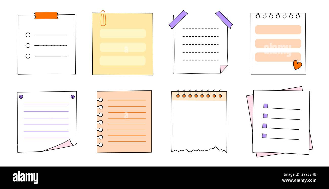 Memo frame note paper line cute planner sheet set. Notebook paper note ...