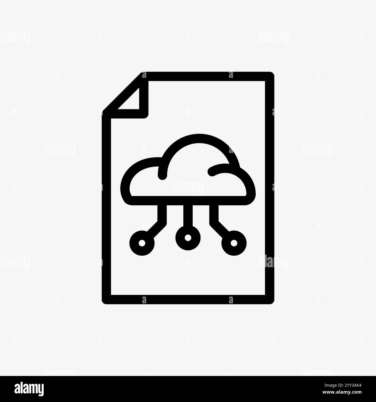Icon Line Paper file document with Cloud system. Technology and system ...