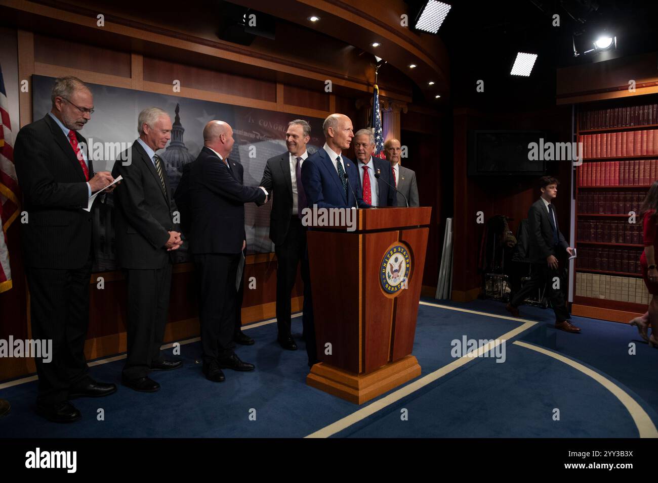 United States Senator Rick Scott (Republican of Florida) speaks to ...