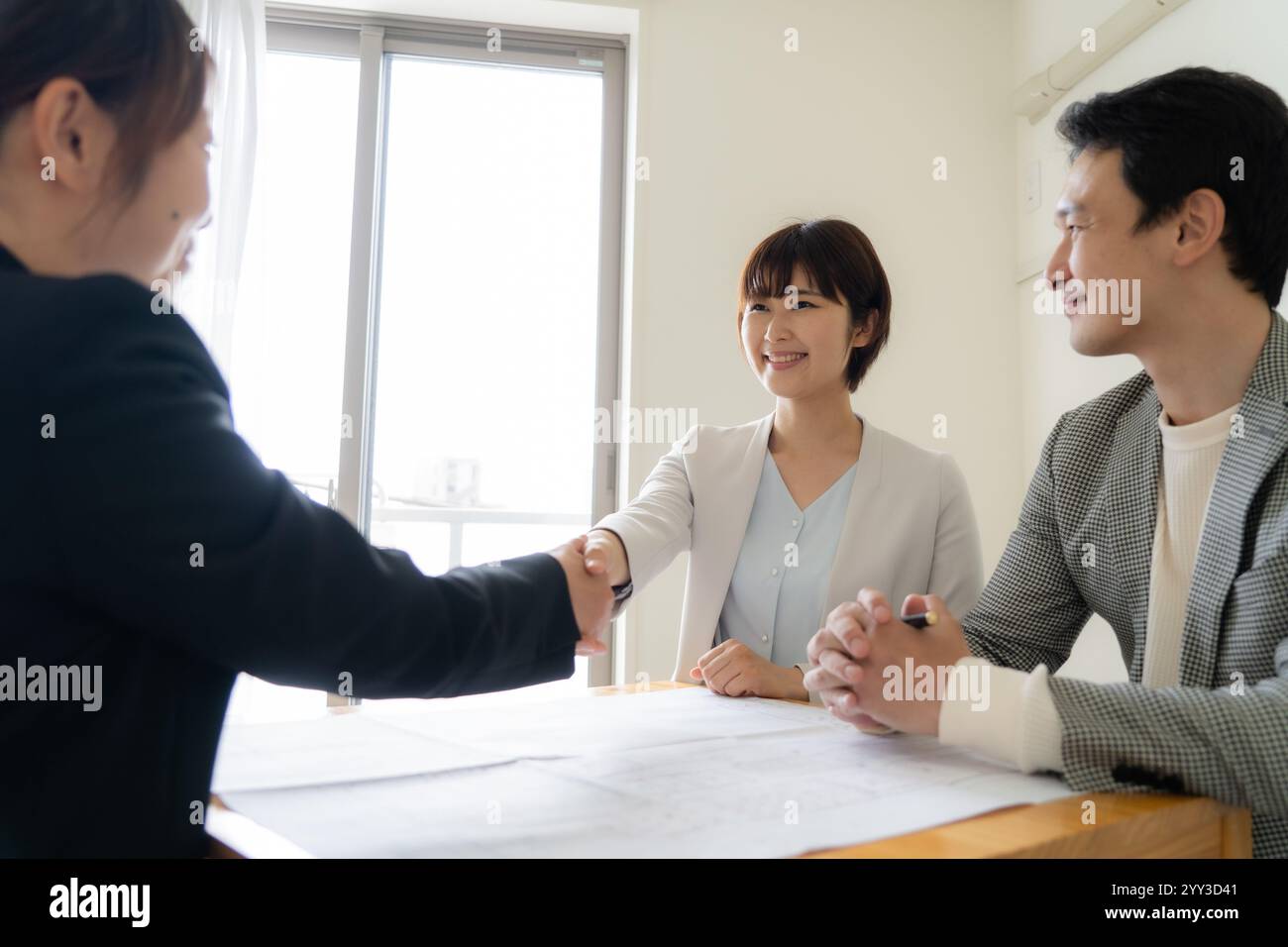 Businessman and businesswoman having a meeting Stock Photo