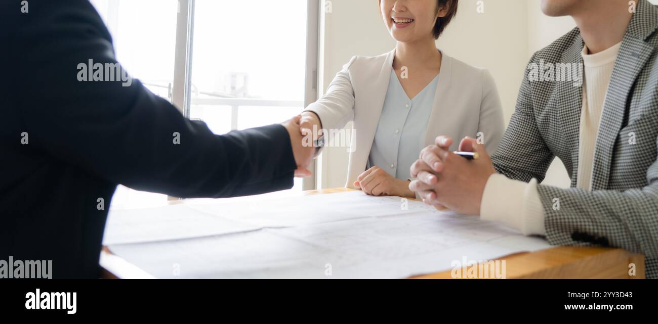 Businessman and businesswoman having a meeting Stock Photo