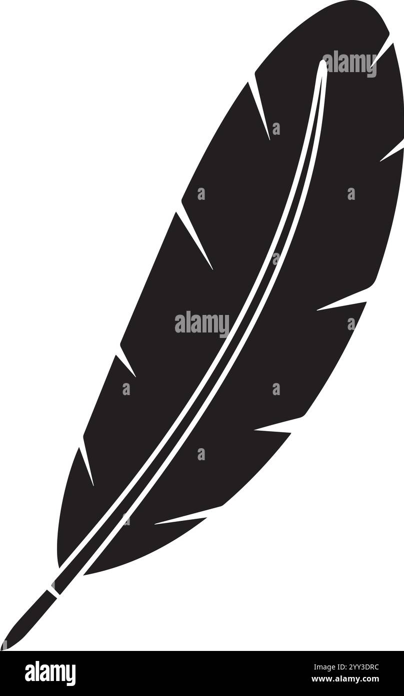 Feather silhouette vector icon image with isolated on white background ...