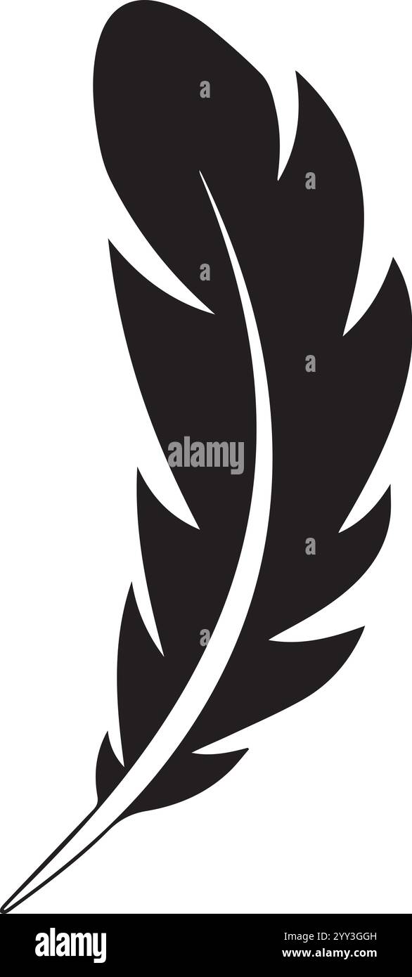 Feather silhouette vector icon image with isolated on white background ...