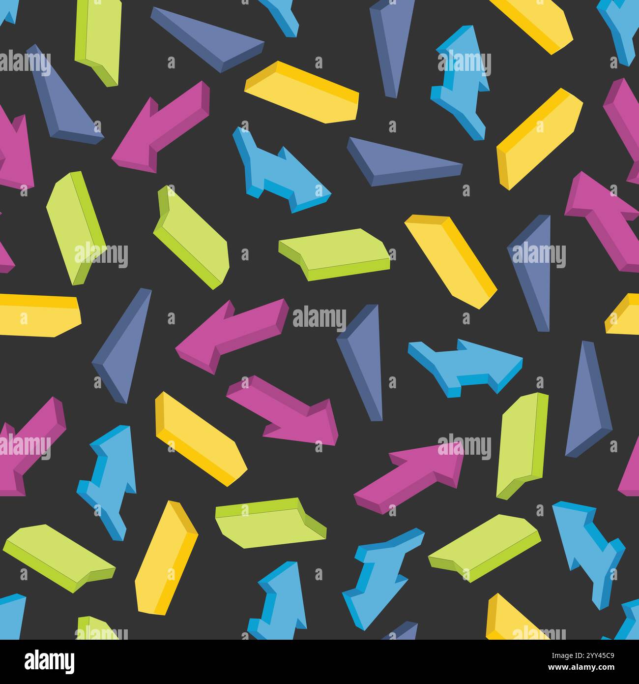 Seamless pattern with colorful isometric arrows. Vector illustration Stock Vector